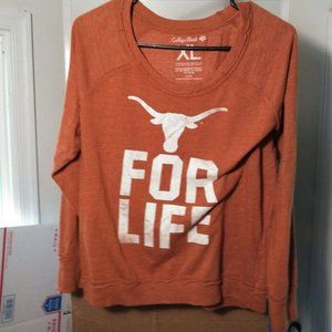 Women's XL Orange Round Neck Sweater College Vault Texas LongHorns For Life